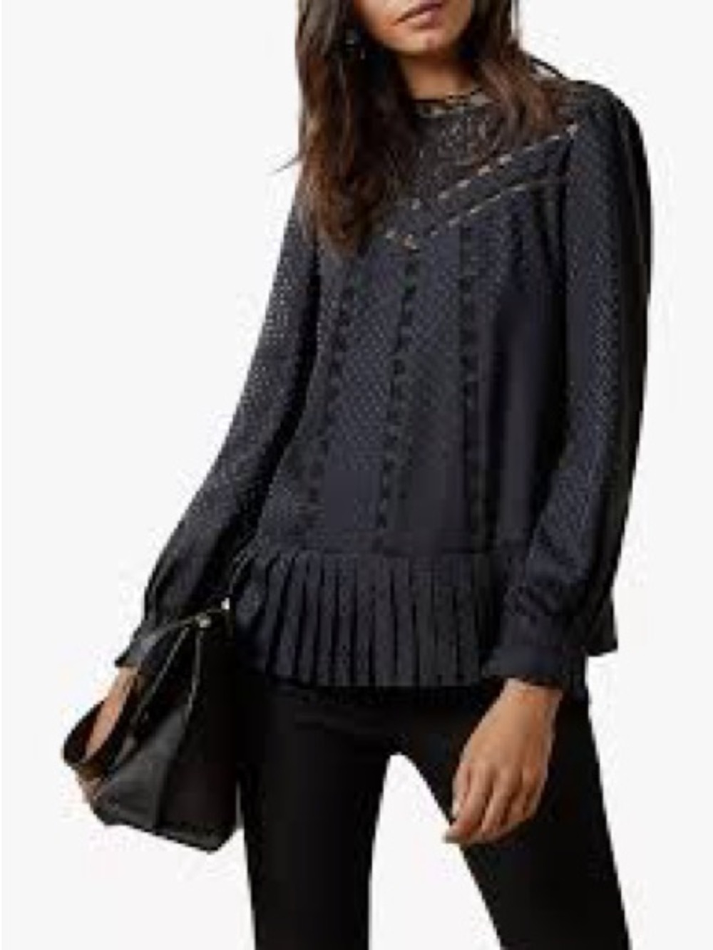 NWT Ted Baker Animal Mesh Lace Swing Top, Navy